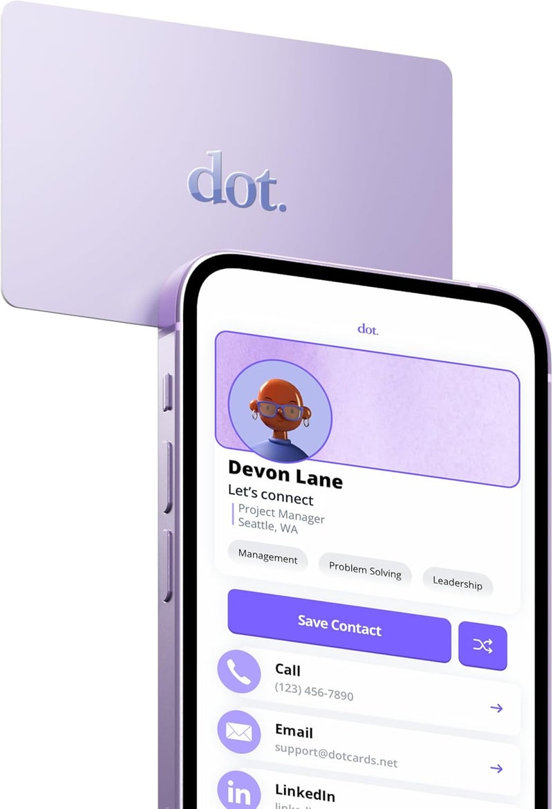 Dot . Card - Digital Business Card - Tap Compatible with iPhone & Android (Purple) - Image 1